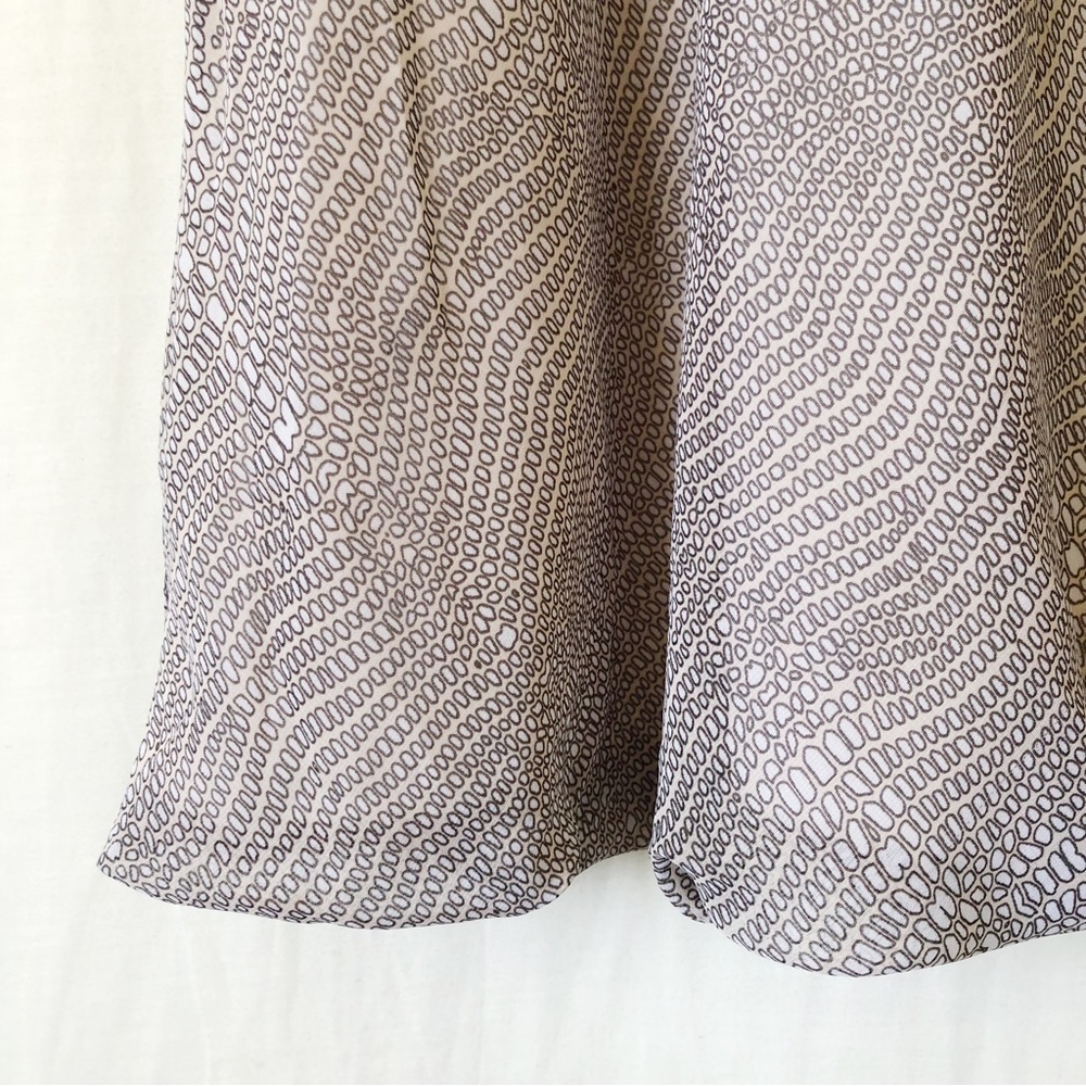 DAVID LAWRENCE Size 10 Beige Grey Abstract Sleeveless Ruffle Chiffon Top Career - Picture 6 of 12